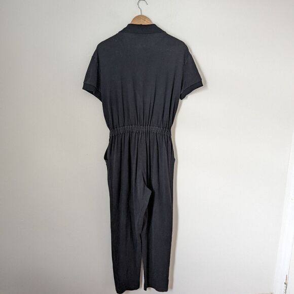 St John Sport Vintage black short sleeve zipper front relaxed fit sweat jumpsuit - Picture 4 of 4